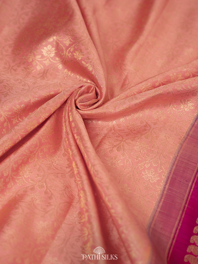 Peach Kanjivaram Silk Saree