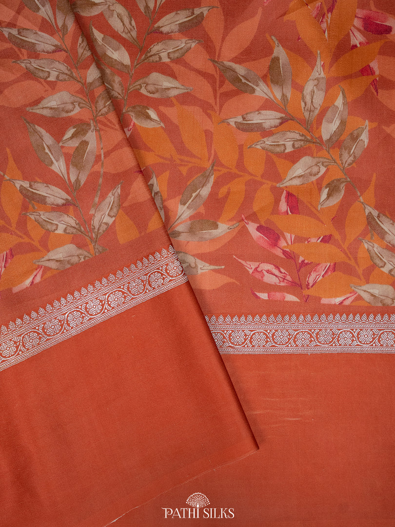 Rust orange Handwoven tussar with satin border