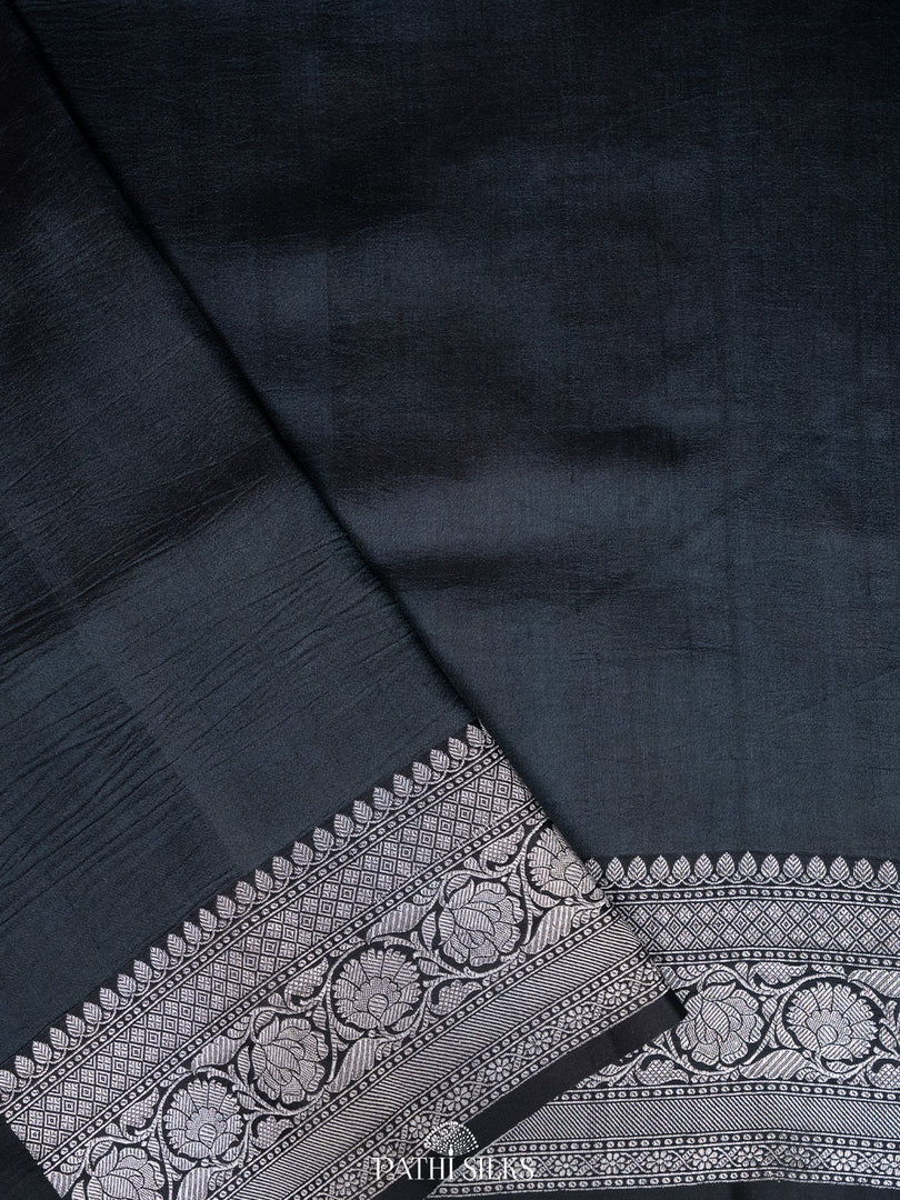 Black Handwoven tussar with satin border