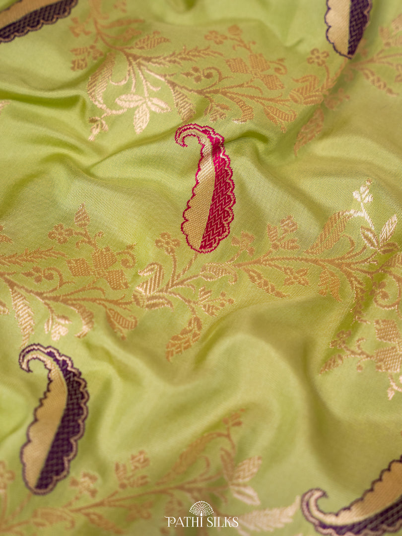 Pista green Banarasi Silk Saree