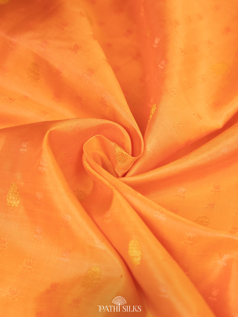 Peach Kanjivaram Silk Saree with Floral Embroidery