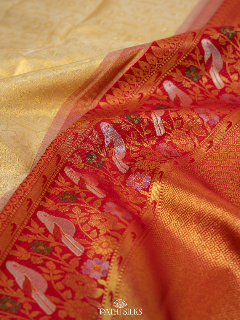 Off white Kanjivaram Silk Saree