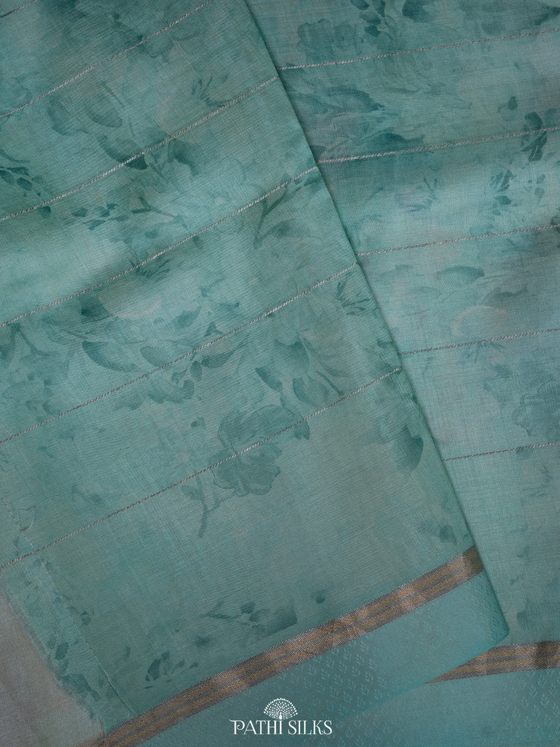 Mint Handwoven printed tussar