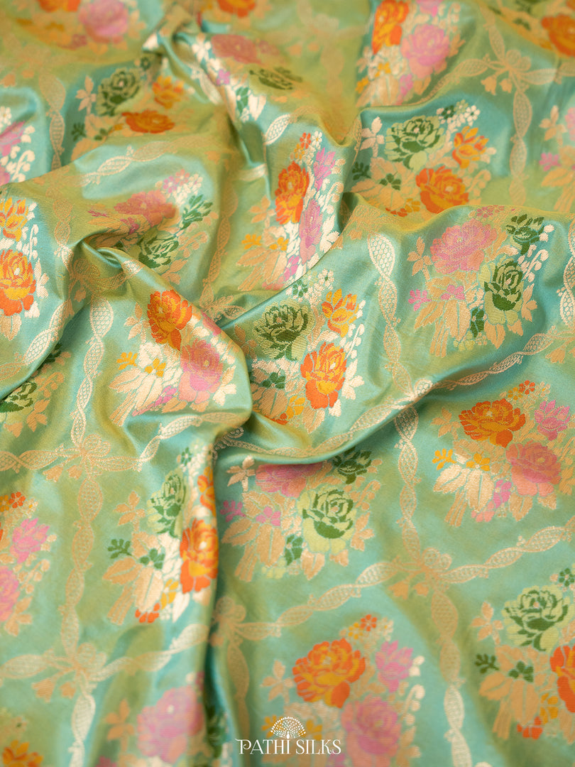 Teal blue double shade banarasi silk saree