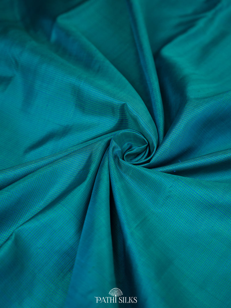 Teal Blue and orange kanjivaram silk saree