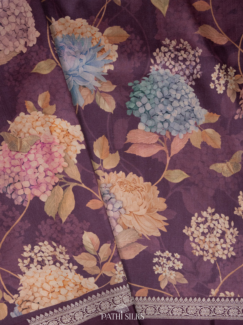 Wine Handwoven tussar with satin border