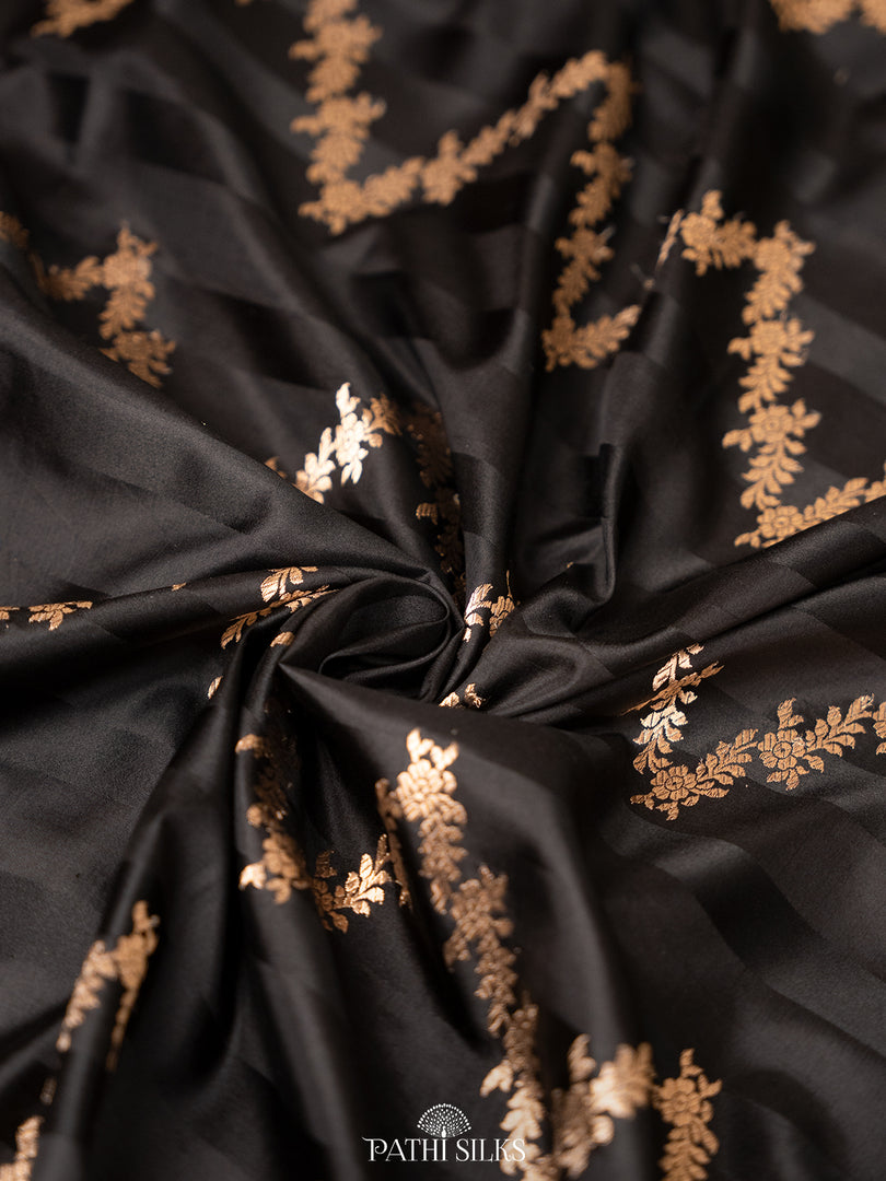 Black banarasi mushroo satin silk saree