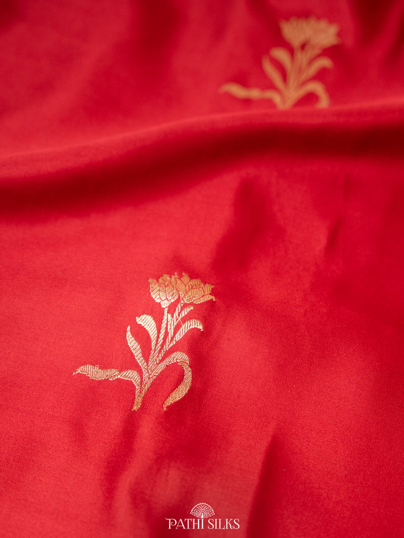Red banarasi mushroo satin silk saree