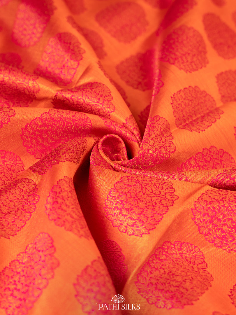 Orange and Pink Kanjivaram Silk Saree