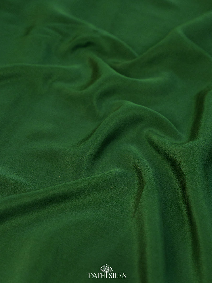 Bottle Green Mysore Crepe Silk Saree with Parsi Embroidery