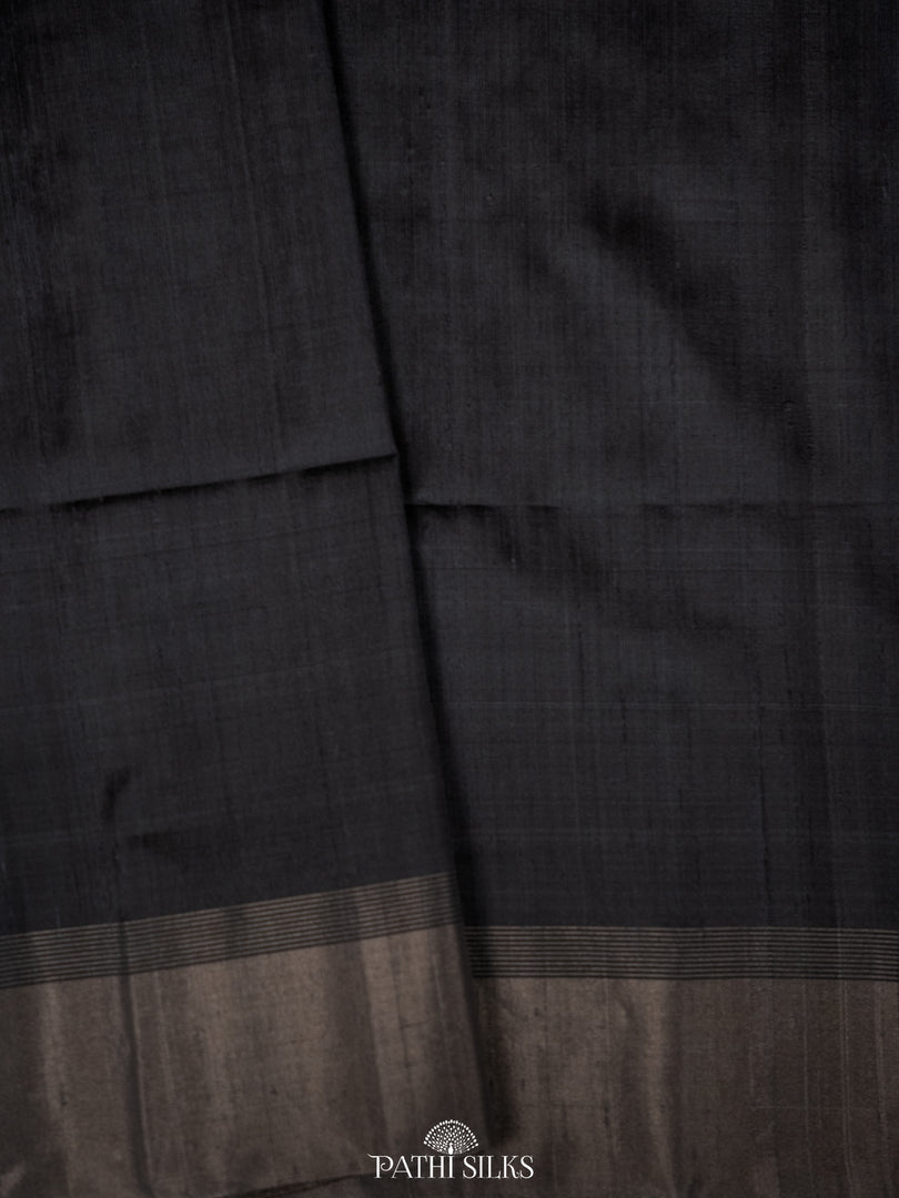 Black colour body with grey  Soft Silk saree