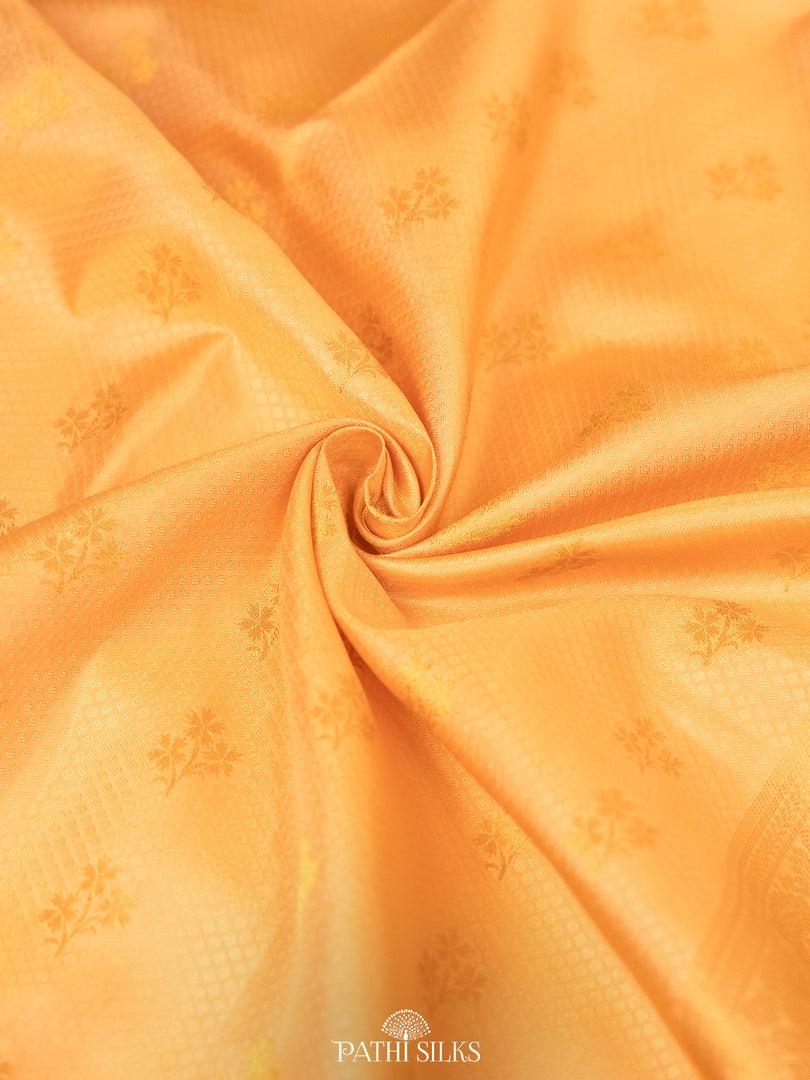 Peach Kanjivaram Silk Saree with Parsi Embroidery