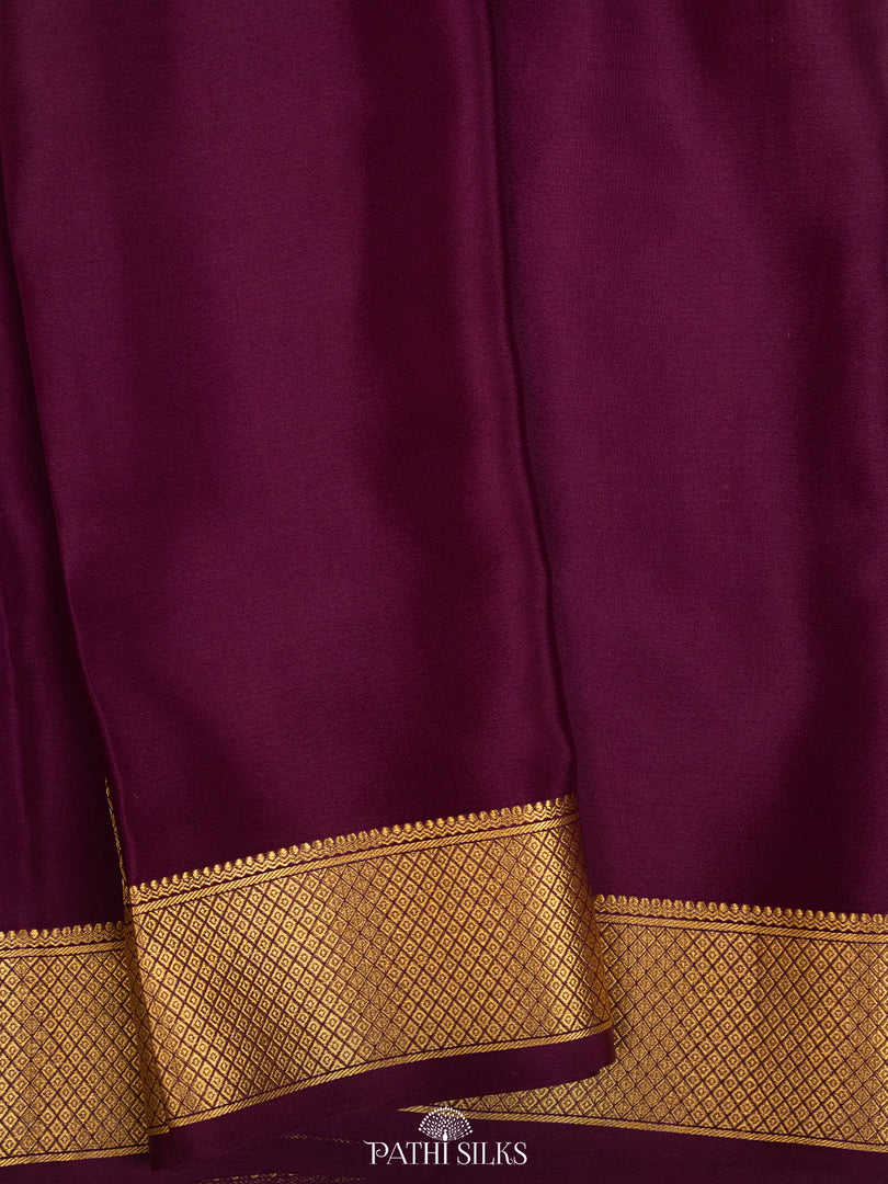 Purple Mysore crepe saree