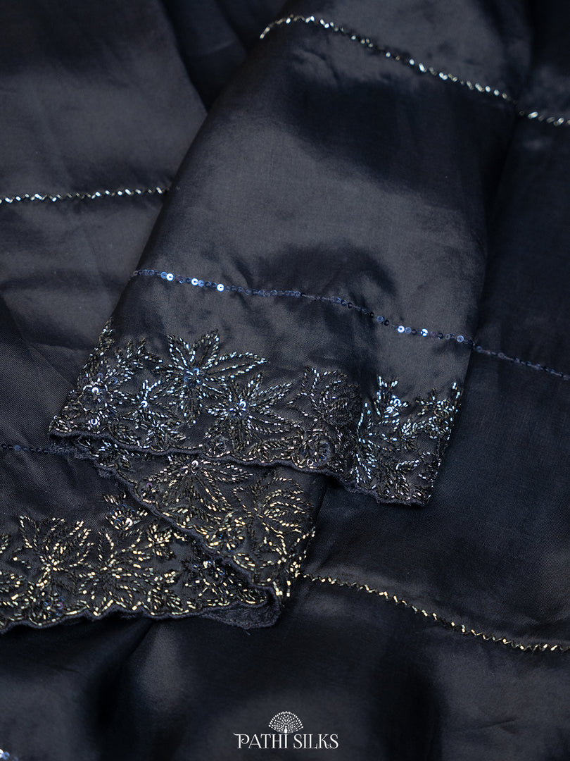 Navy Blue Orgnaza saree