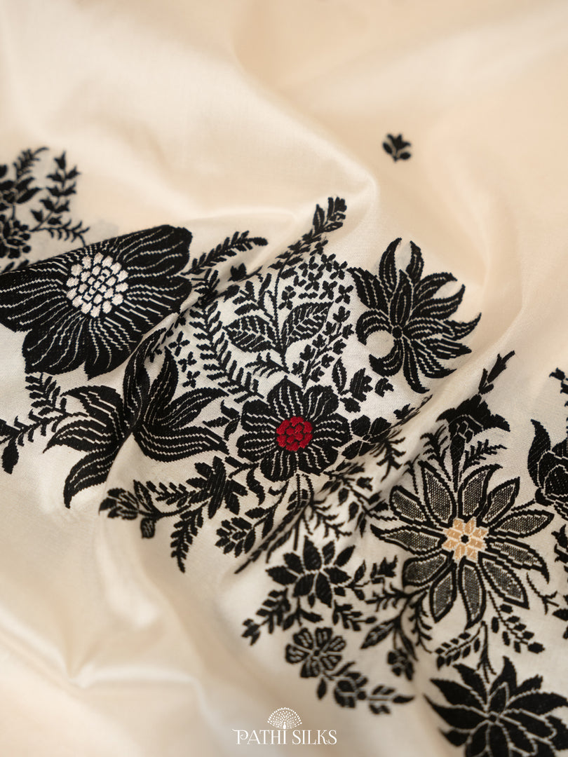 White banarasi silk saree