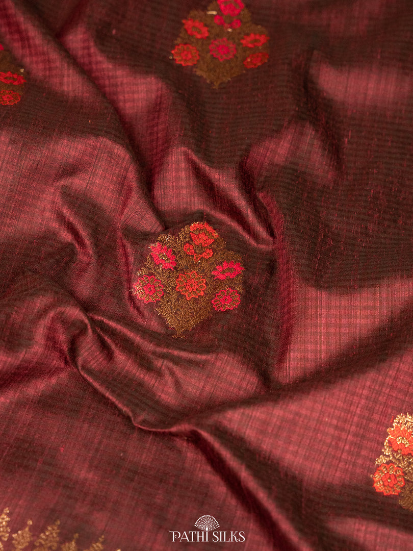 Purple moonga tussar banaras silk saree