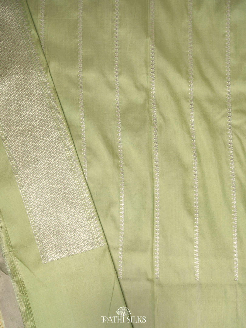 Pists green banarasi silk saree