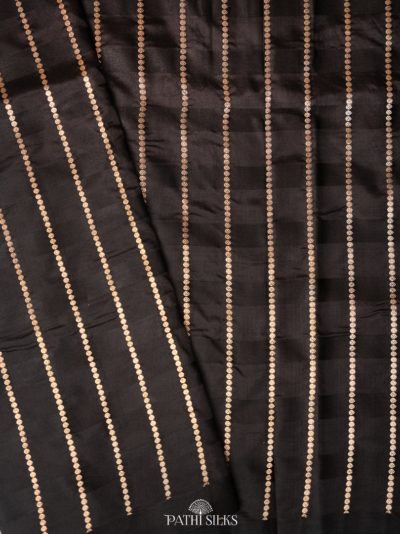 Black banarasi mushroo satin silk saree