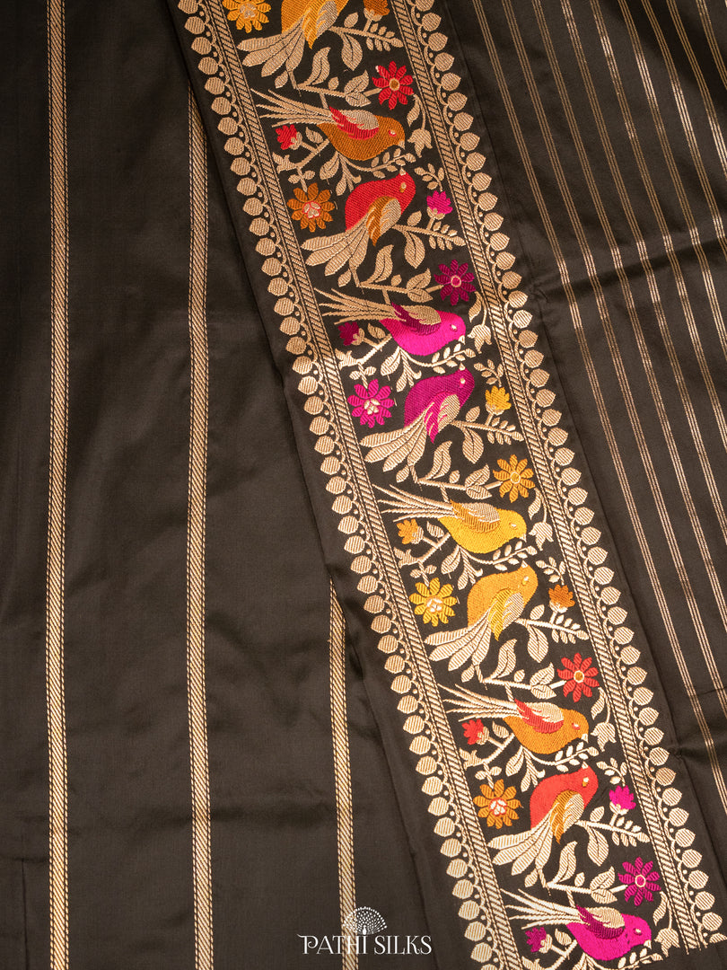 Black banarasi silk saree