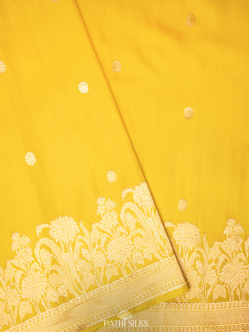 Yellow banarasi silk saree