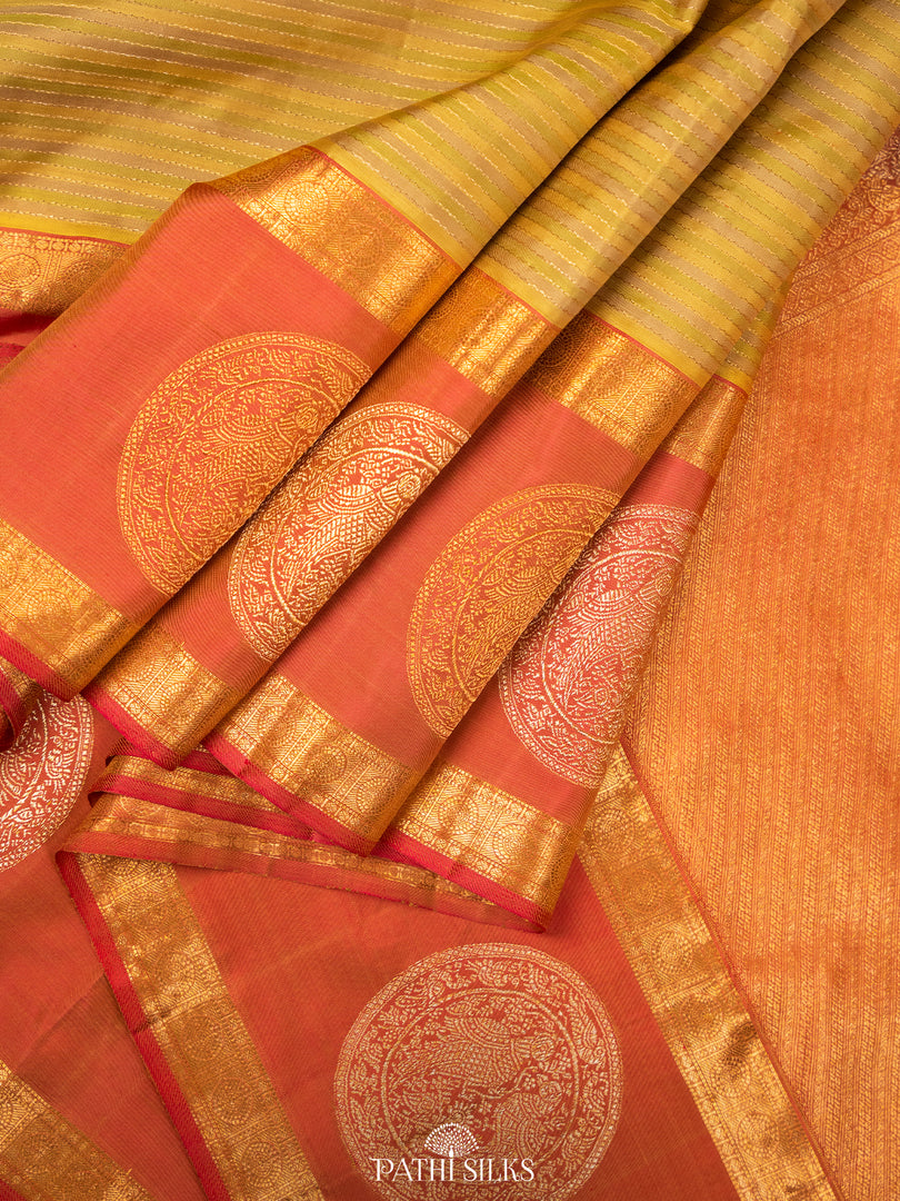 Multicolour Lime green kanjivaram silk saree