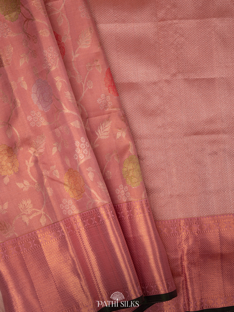 Pastel Pink Kanjivaram Tissue Silk Saree