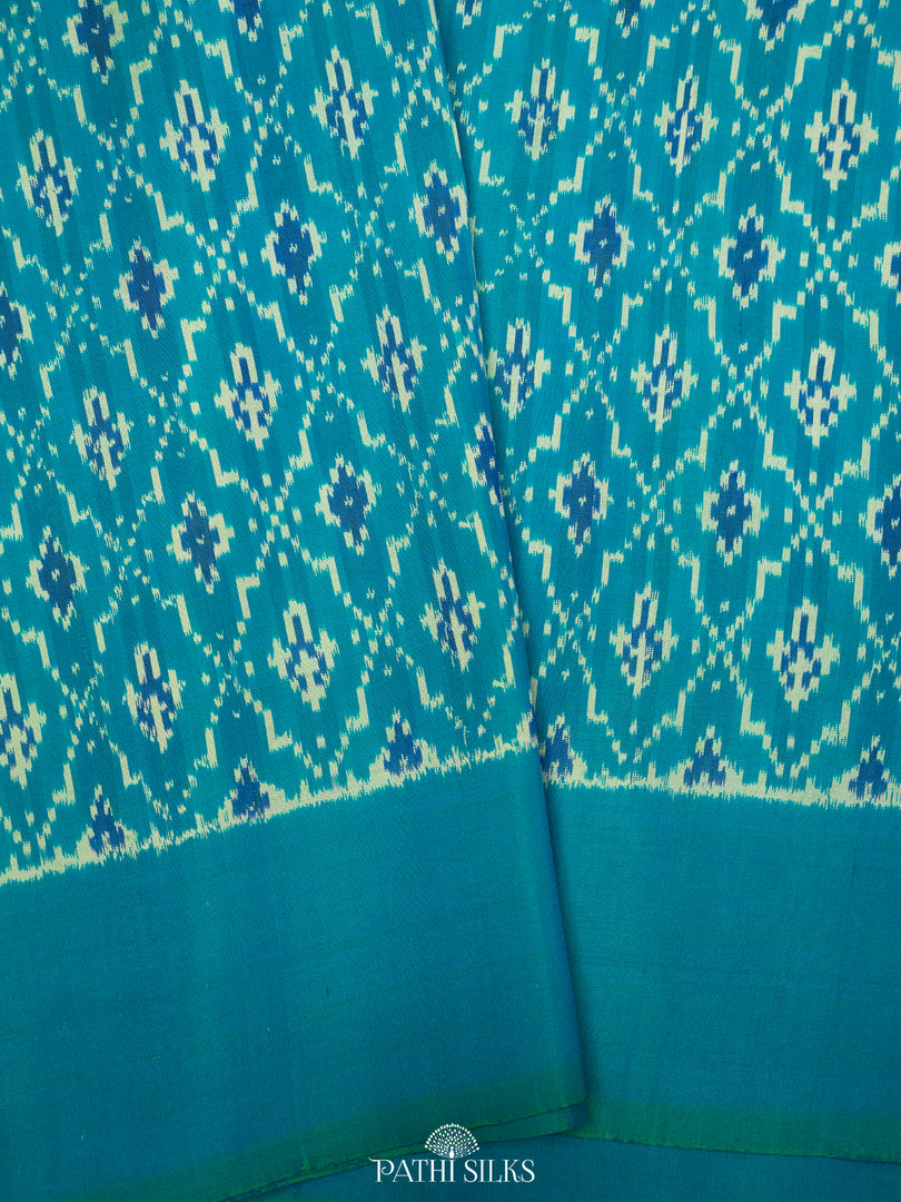 Light blue ikkat silk saree