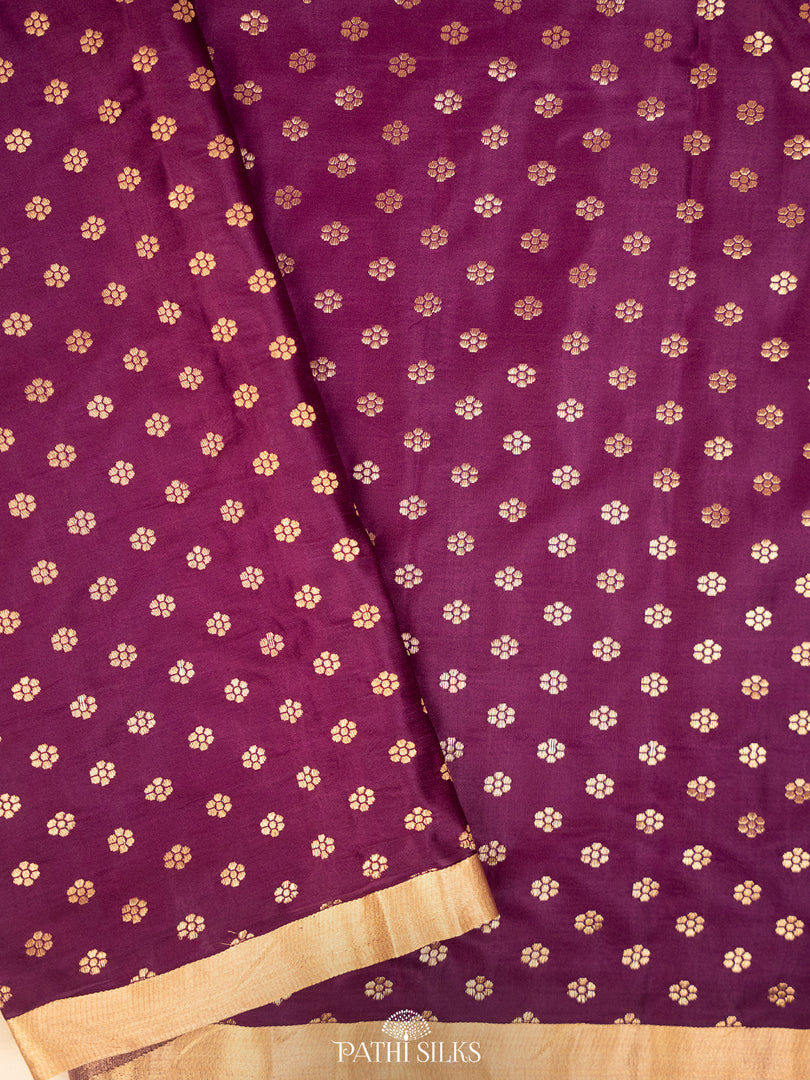 Purple mushroo satin banarasi silk saree