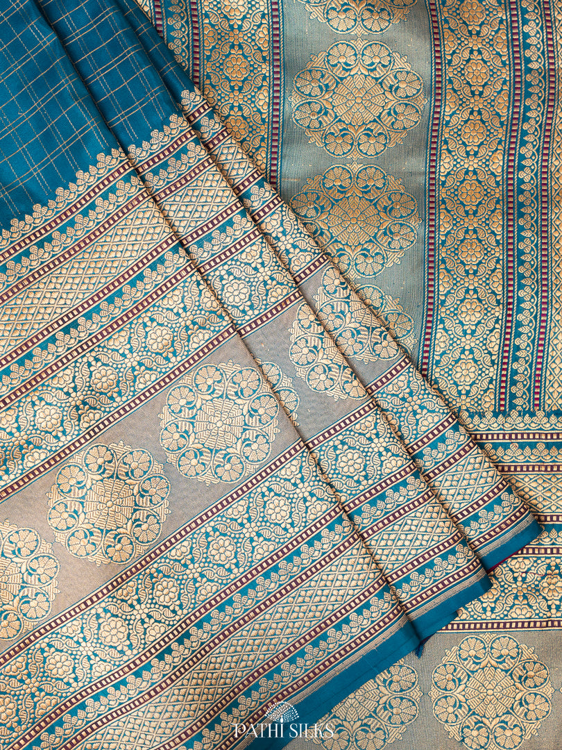 Cobalt blue banarasi silk saree