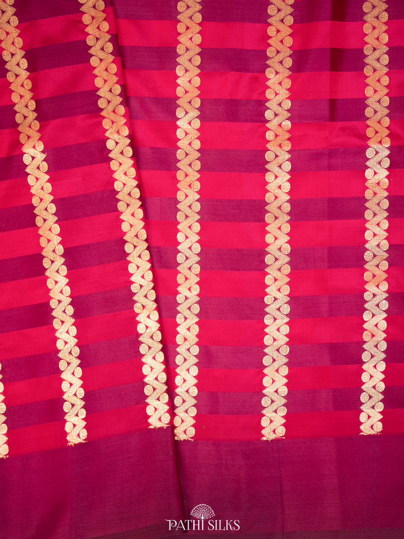 Pink and purple banarasi mushroo satin silk saree