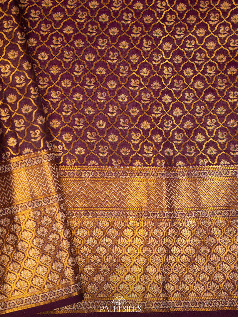 Purple Brocade Kanjivaram Silk Saree
